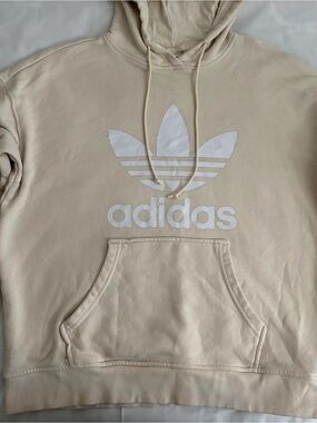 adidas Men’s Cream Hoodie with Trefoil Logo